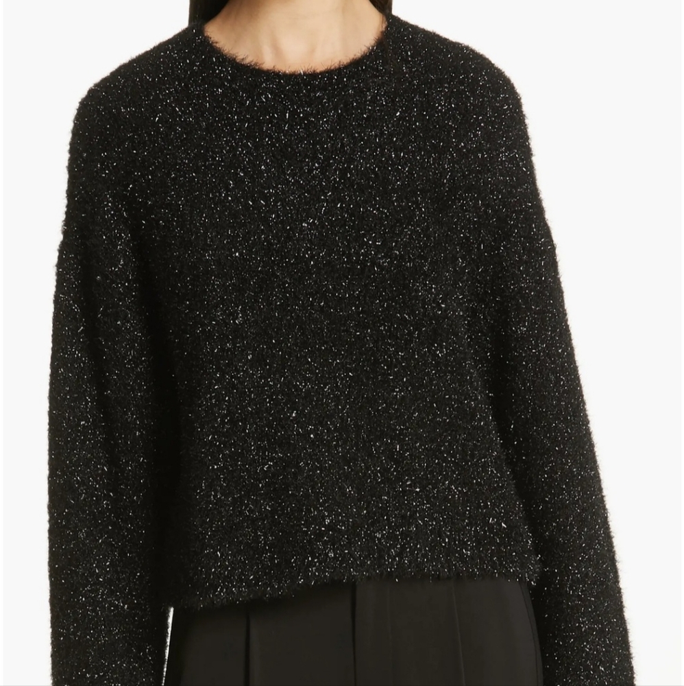 S Vince Boxy Metallic Knit Pullover